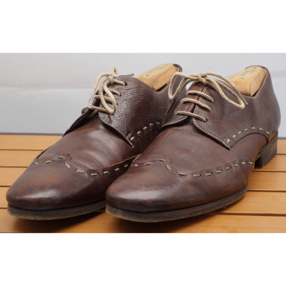 VINTAGE MEZLAN MEN\'S LEATHER LACE UP SHOES BROWN SIZE 8.5 M Made in Spain main image 11